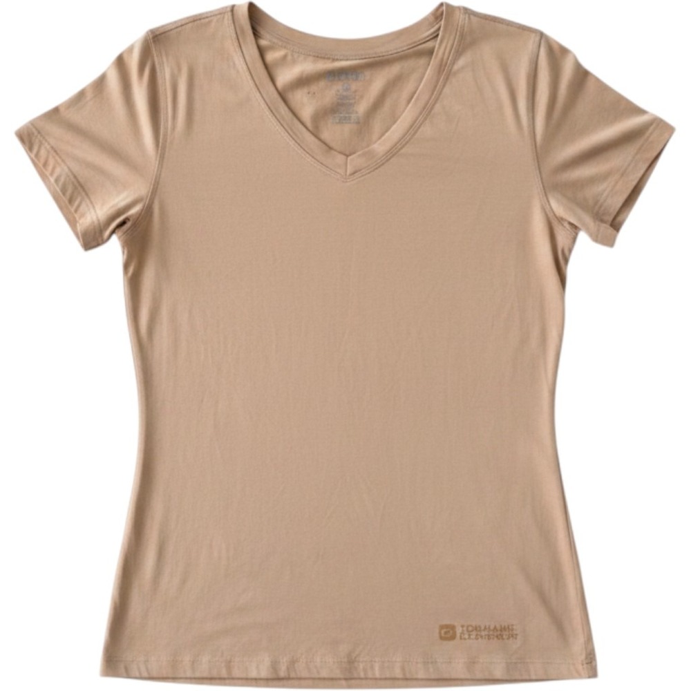 Tommie Copper Womens Core Compression V-Neck Shirt Tan Nude Short Sleeve Large